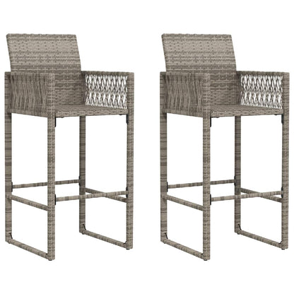 vidaXL 3 Piece Garden Bar Set without Cushions Grey Poly Rattan Acacia