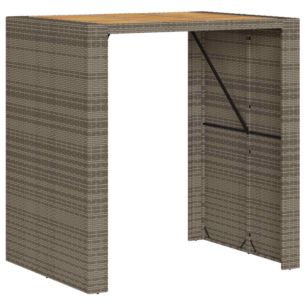 vidaXL 3 Piece Garden Bar Set without Cushions Grey Poly Rattan Acacia