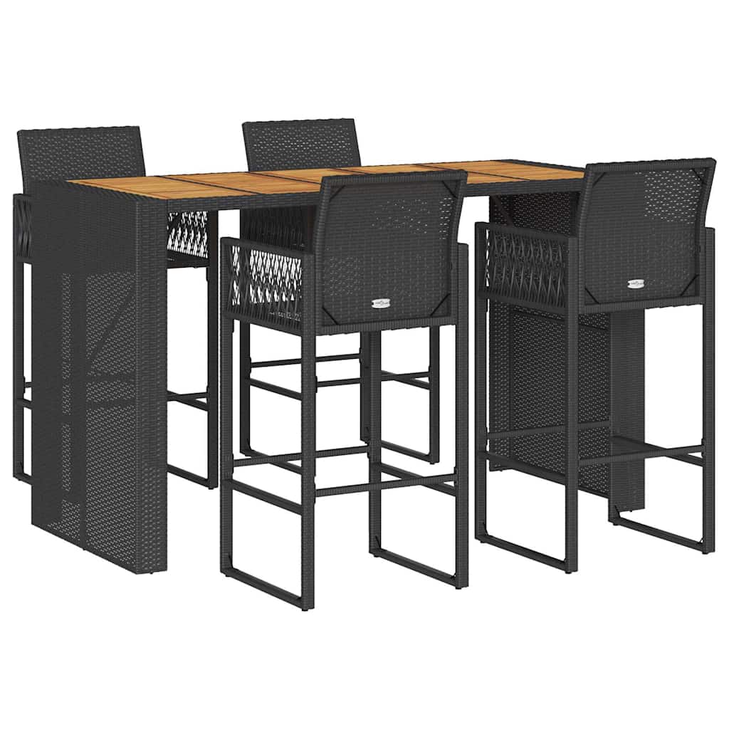 vidaXL Garden Bar Set | Black | Poly Rattan | 5 Piece Set | Durable