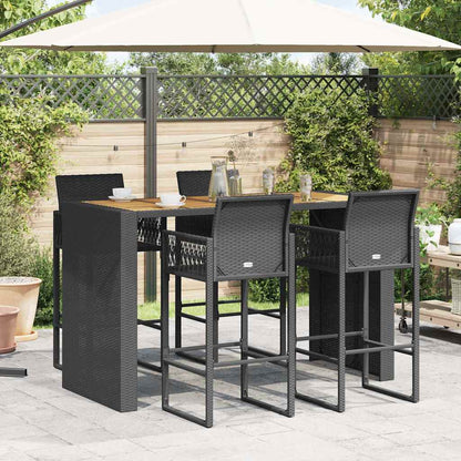 vidaXL Garden Bar Set | Black | Poly Rattan | 5 Piece Set | Durable