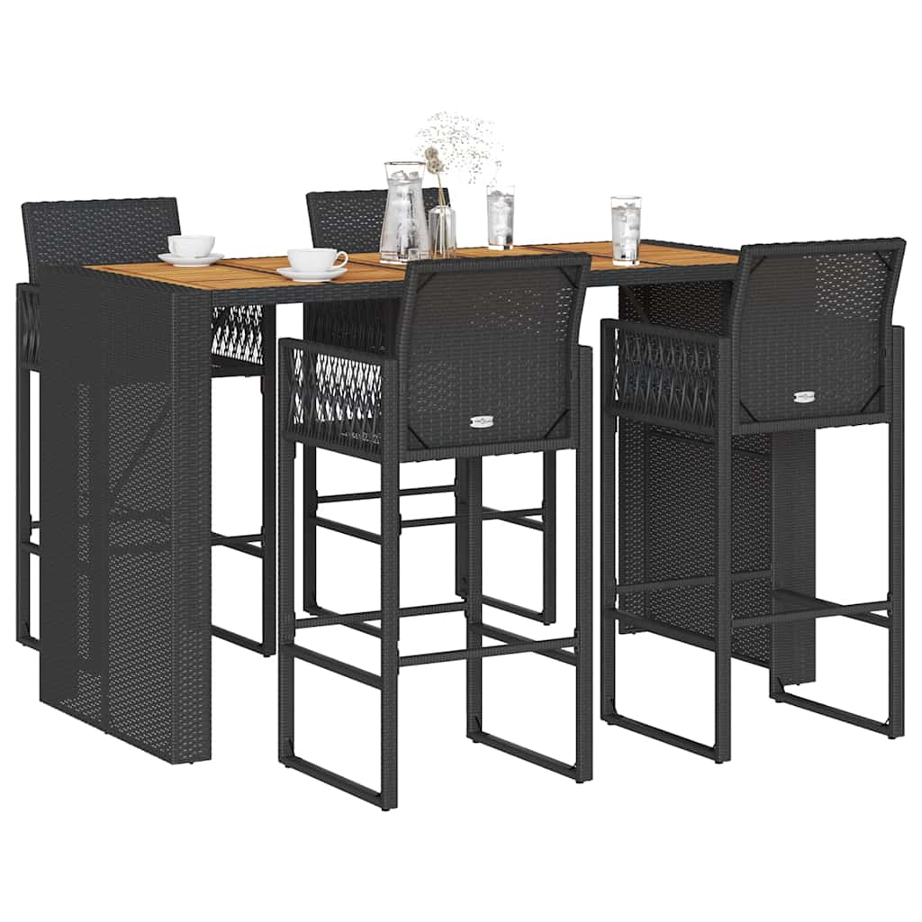 vidaXL Garden Bar Set | Black | Poly Rattan | 5 Piece Set | Durable