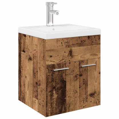 vidaXL Sink Cabinet with Built-in Basin and Faucet Old Wood