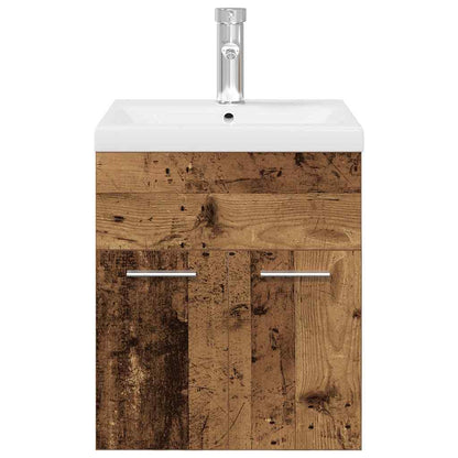 vidaXL Sink Cabinet with Built-in Basin and Faucet Old Wood