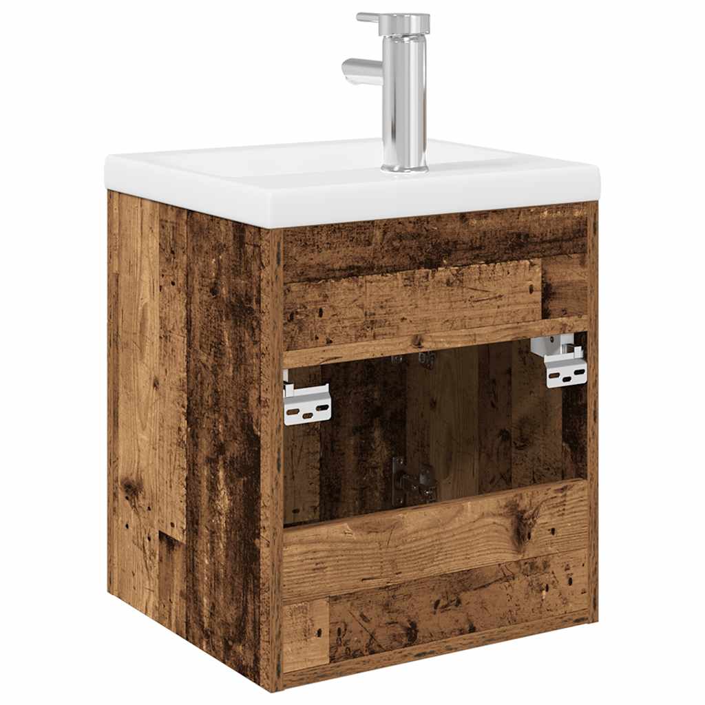 vidaXL Sink Cabinet with Built-in Basin and Faucet Old Wood