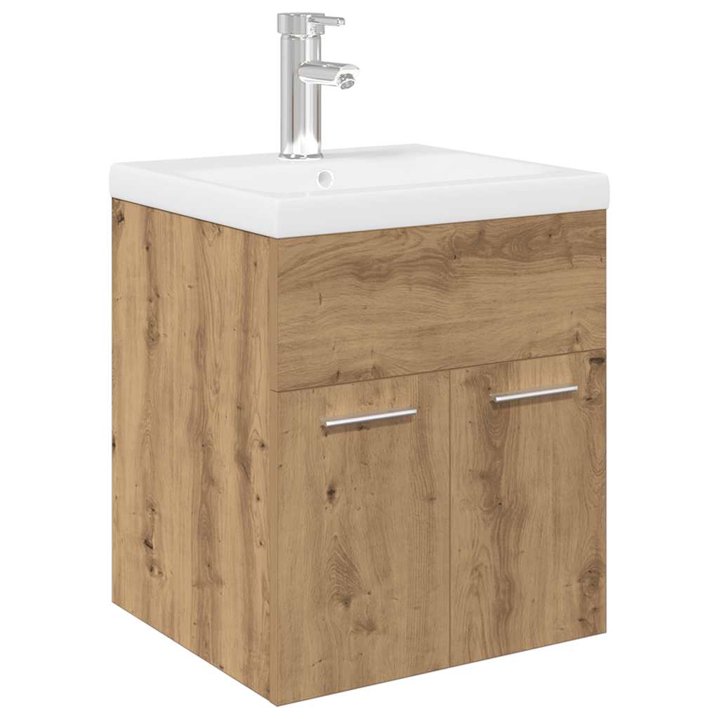 vidaXL Sink Cabinet with Built-in Basin and Faucet Artisan Oak