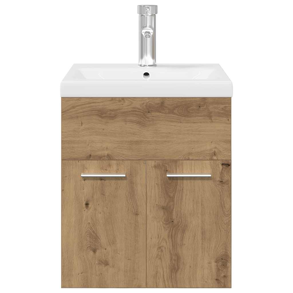 vidaXL Sink Cabinet with Built-in Basin and Faucet Artisan Oak