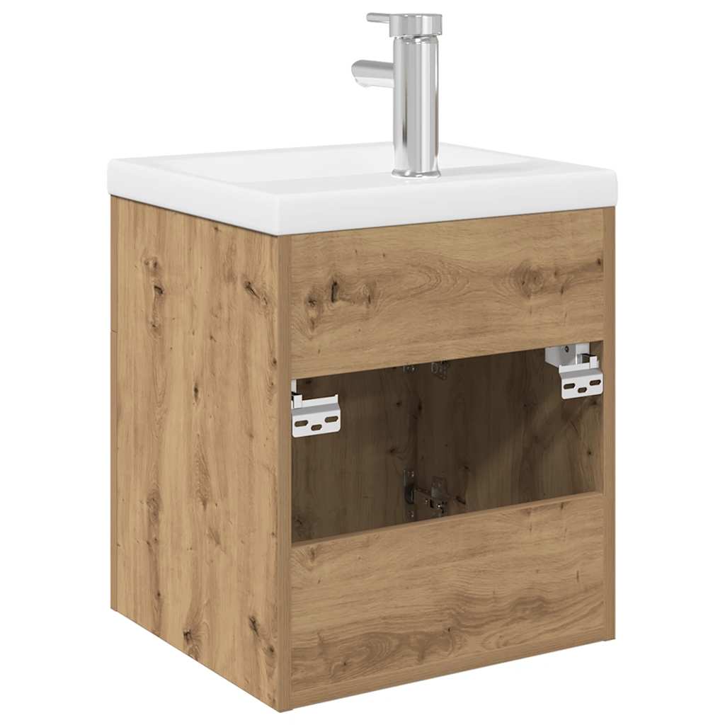 vidaXL Sink Cabinet with Built-in Basin and Faucet Artisan Oak
