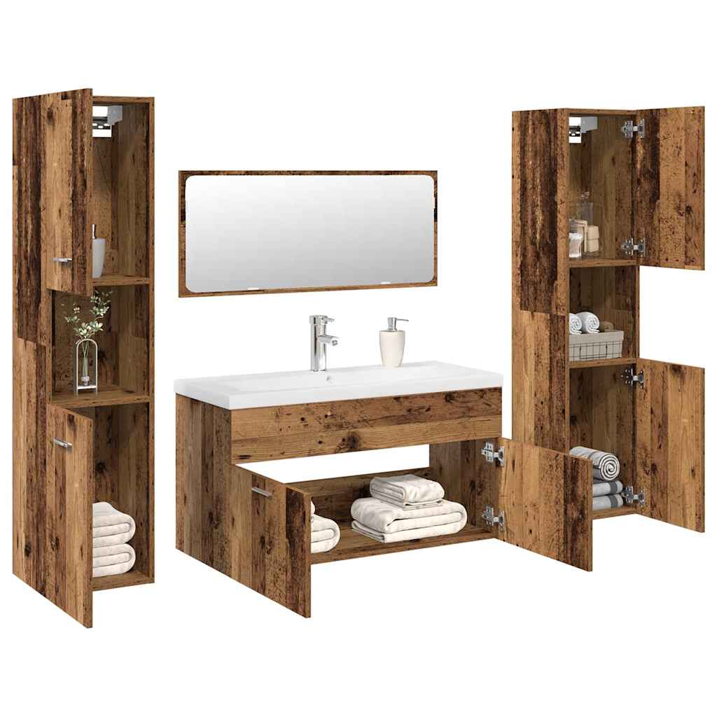 vidaXL 5 Piece Bathroom Furniture Set Old Wood Engineered Wood