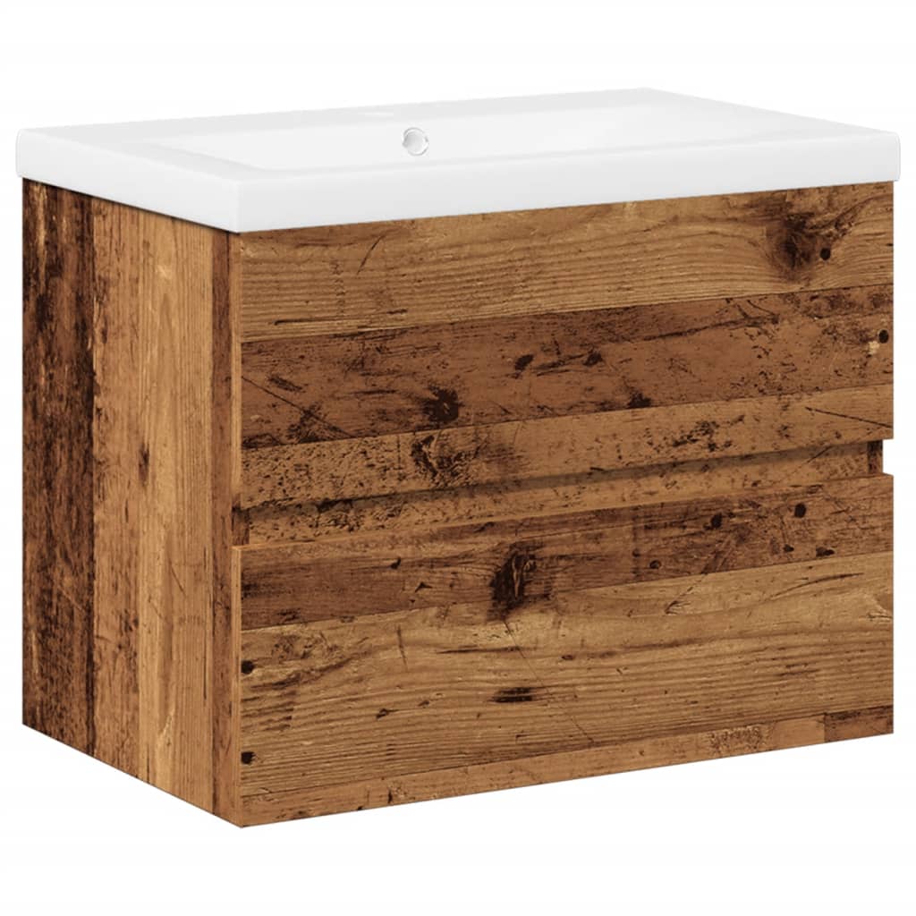vidaXL Sink Cabinet with Built-in Basin Old Wood