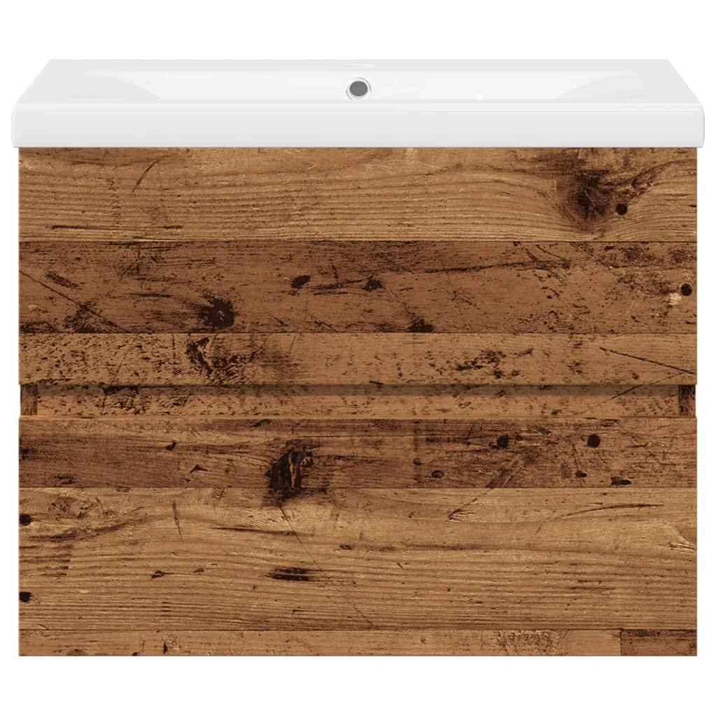 vidaXL Sink Cabinet with Built-in Basin Old Wood