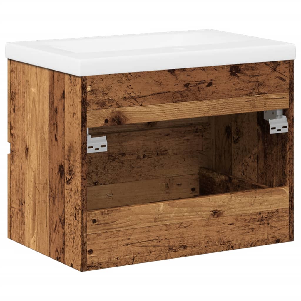 vidaXL Sink Cabinet with Built-in Basin Old Wood