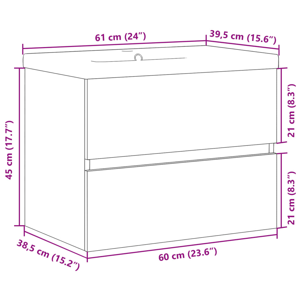 vidaXL Sink Cabinet with Built-in Basin Old Wood
