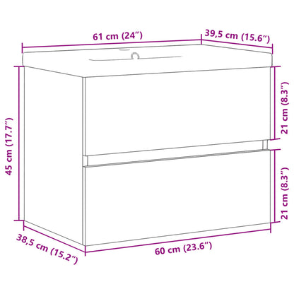 vidaXL Sink Cabinet with Built-in Basin Old Wood