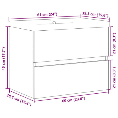 vidaXL Sink Cabinet with Built-in Basin Artisan Oak