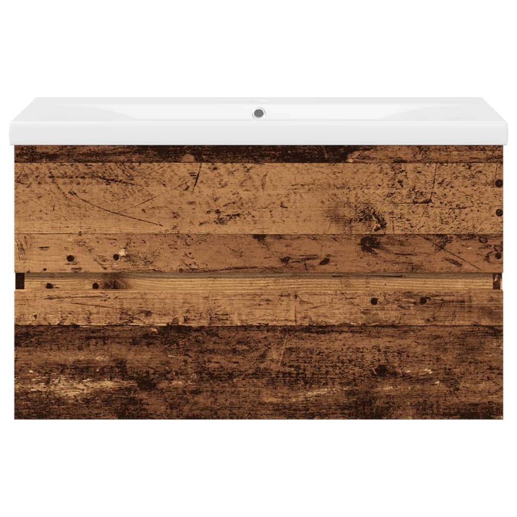 vidaXL Sink Cabinet with Built-in Basin Old Wood