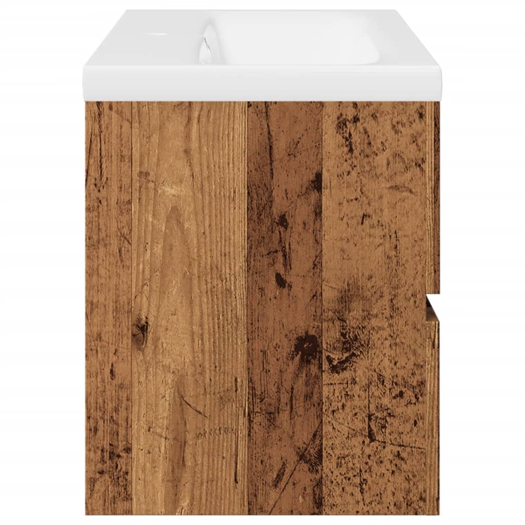 vidaXL Sink Cabinet with Built-in Basin Old Wood