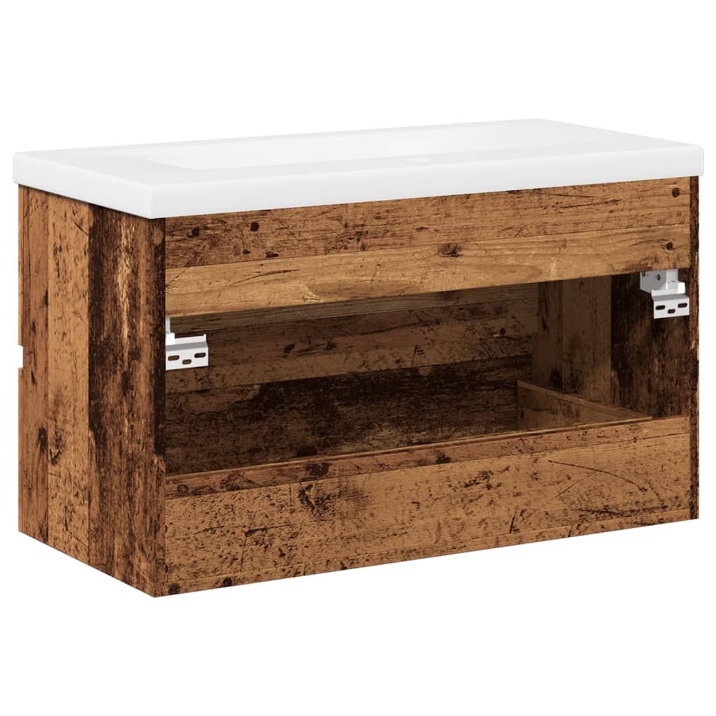 vidaXL Sink Cabinet with Built-in Basin Old Wood