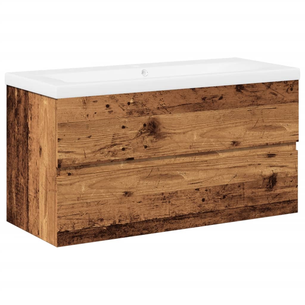 vidaXL Sink Cabinet with Built-in Basin Old Wood