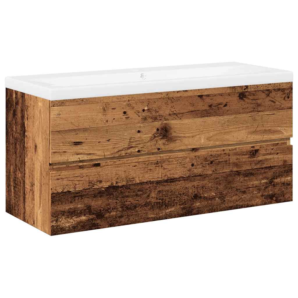vidaXL Sink Cabinet with Built-in Basin Old Wood