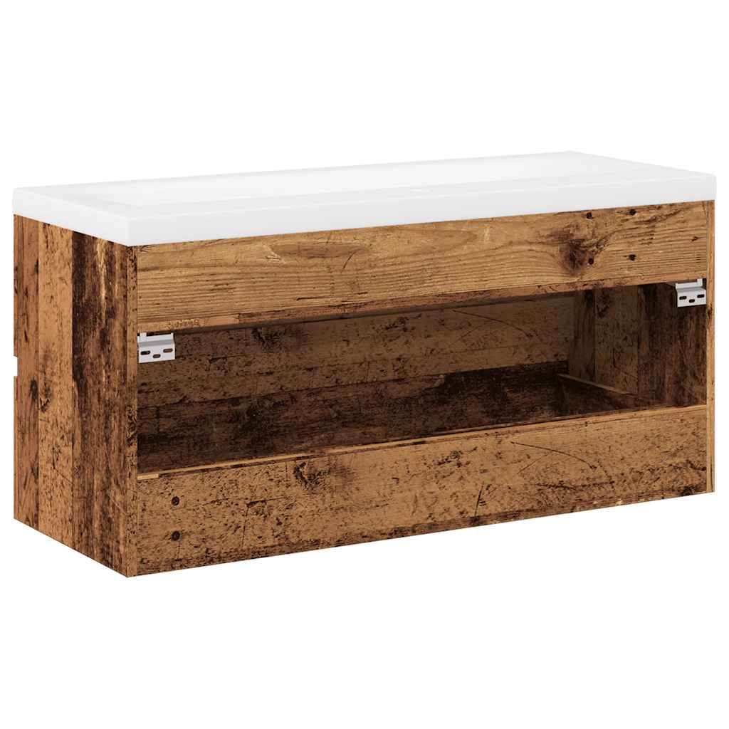 vidaXL Sink Cabinet with Built-in Basin Old Wood