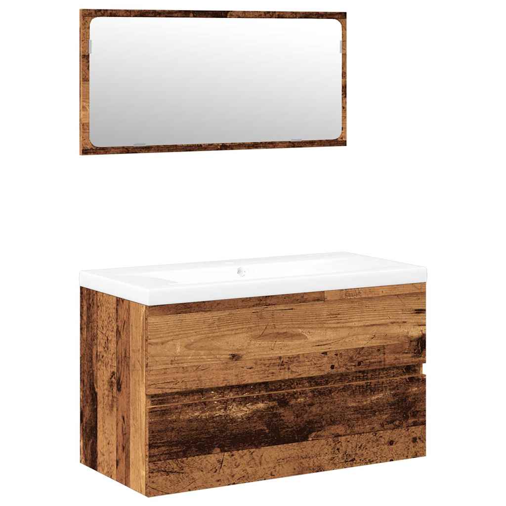 vidaXL Bathroom Furniture Set Old Wood Engineered Wood