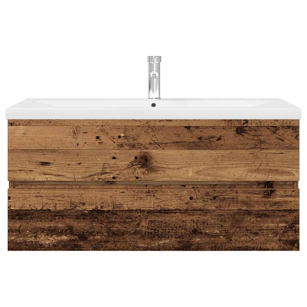 vidaXL Sink Cabinet with Built-in Basin and Faucet Old Wood