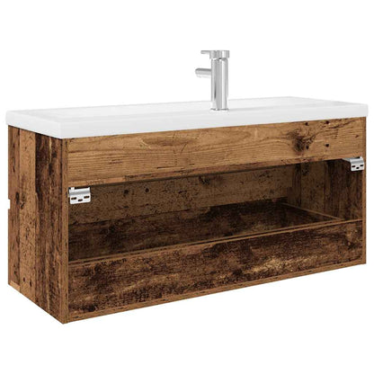 vidaXL Sink Cabinet with Built-in Basin and Faucet Old Wood