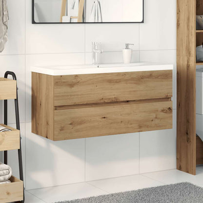 vidaXL Sink Cabinet with Built-in Basin and Faucet Artisan Oak