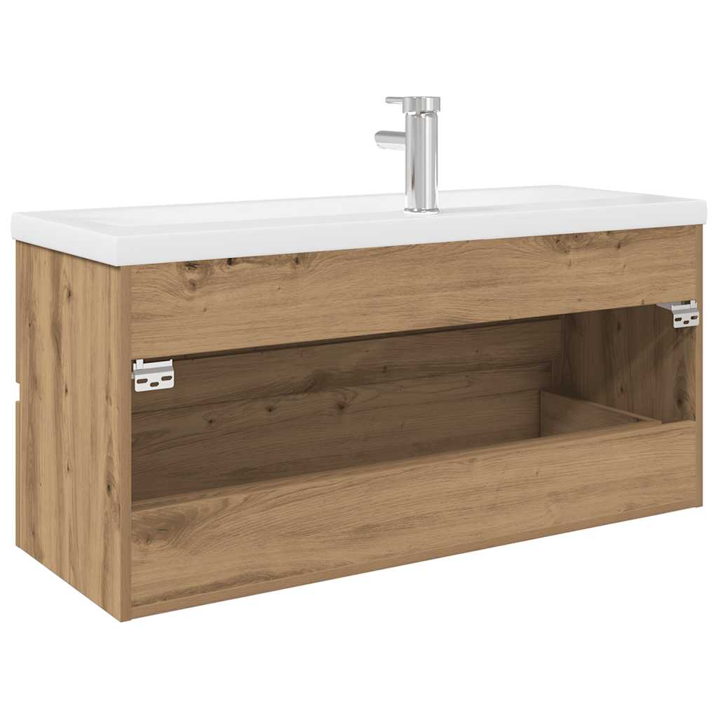 vidaXL Sink Cabinet with Built-in Basin and Faucet Artisan Oak