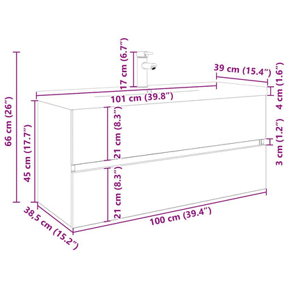 vidaXL Sink Cabinet with Built-in Basin and Faucet Artisan Oak