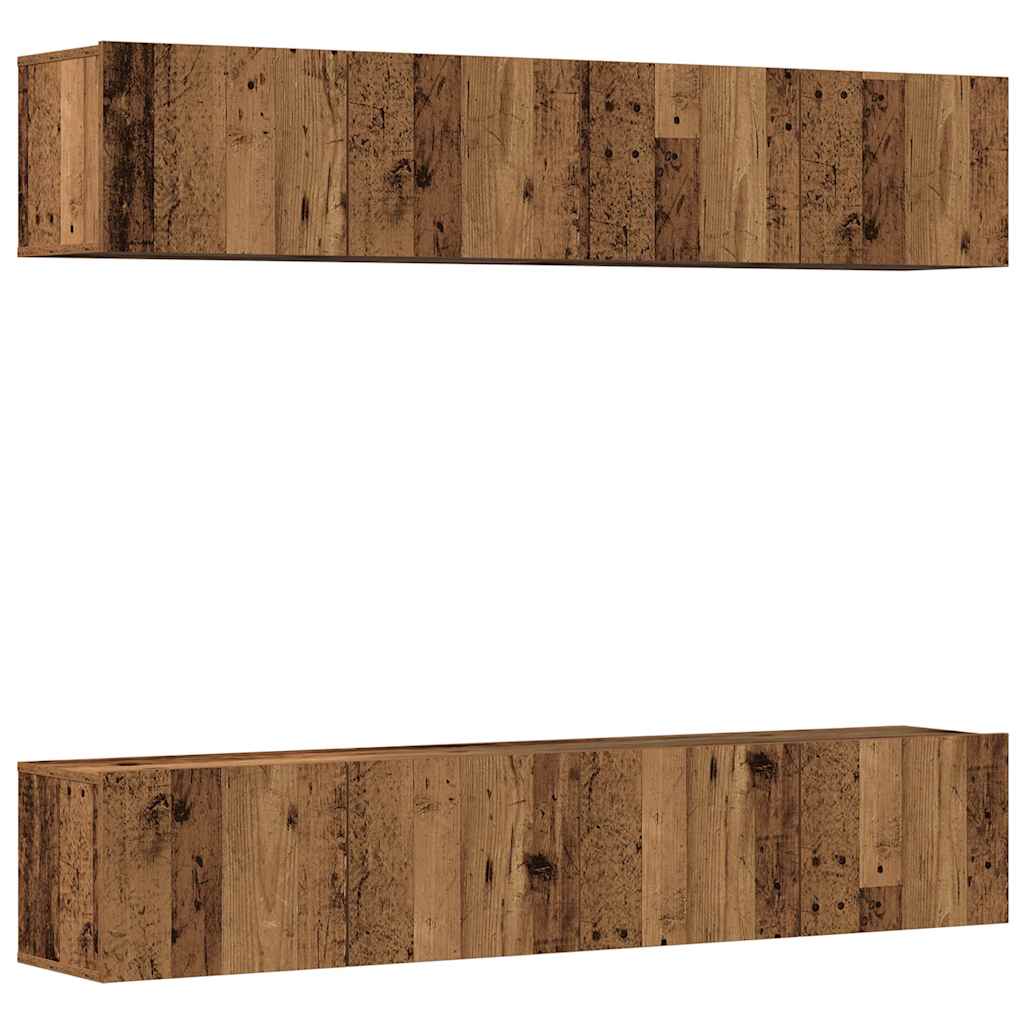 vidaXL TV Cabinet | Set of 4 | Old Wood | Engineered Wood