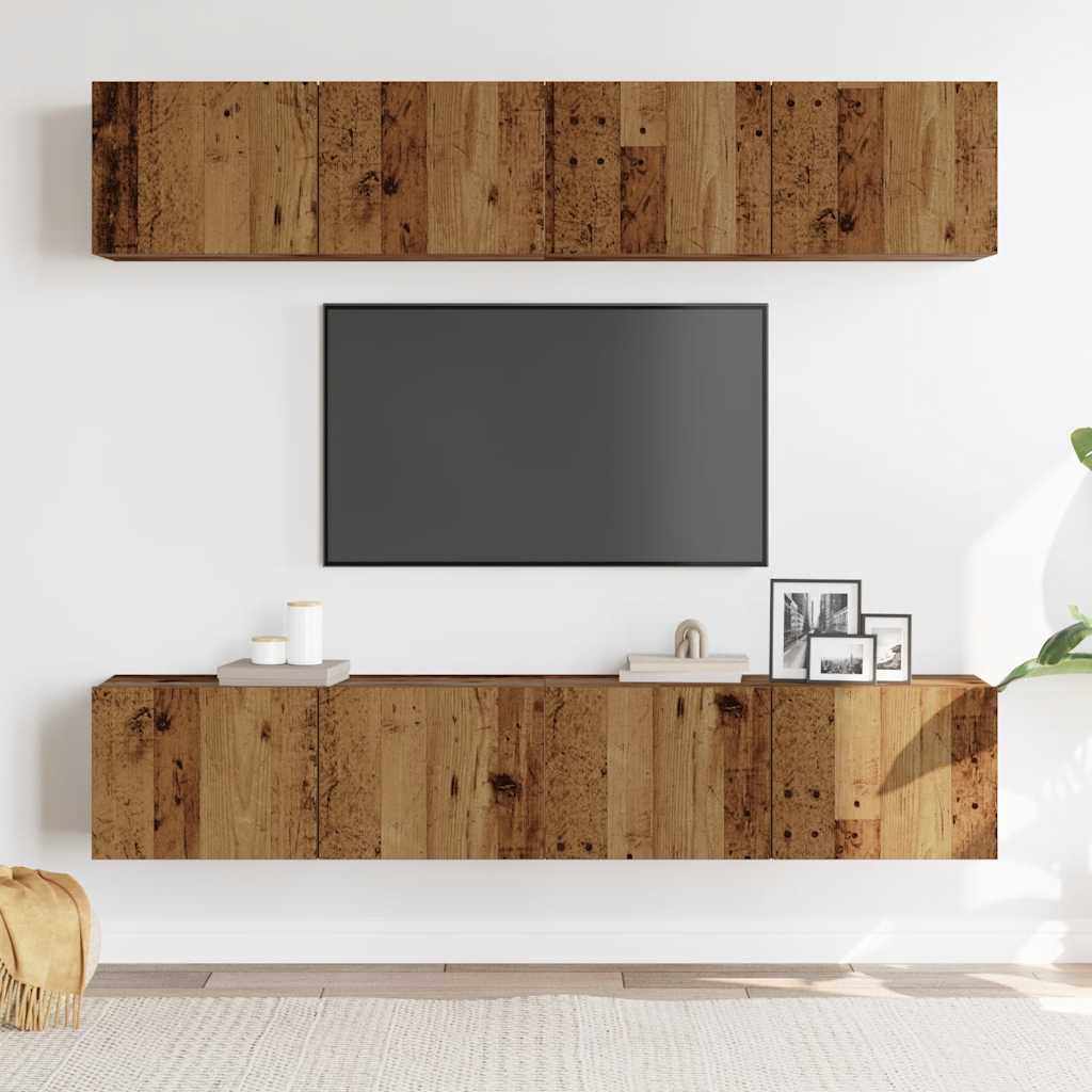 vidaXL TV Cabinet | Set of 4 | Old Wood | Engineered Wood