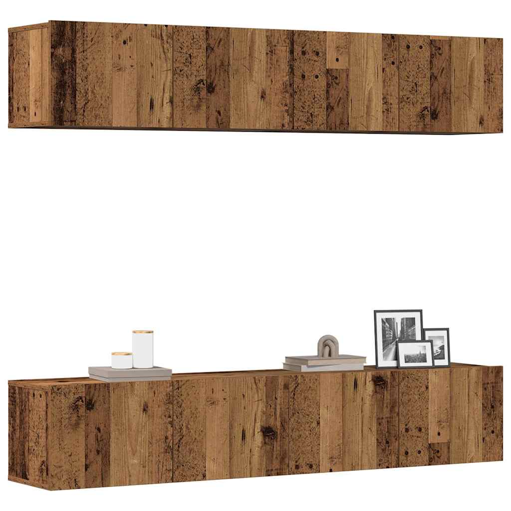 vidaXL TV Cabinet | Set of 4 | Old Wood | Engineered Wood
