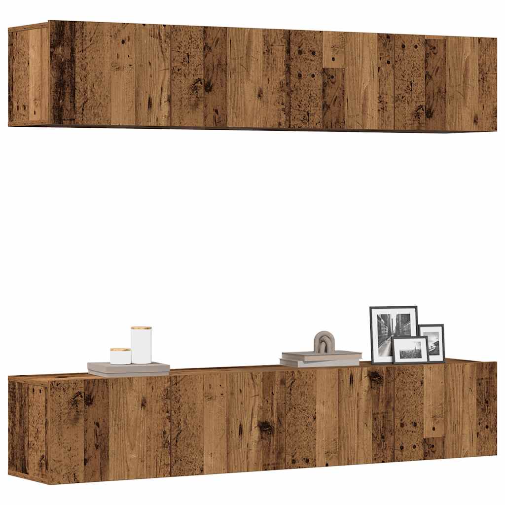 vidaXL 4 Piece Wall-mounted TV Cabinet Set Old Wood Engineered Wood
