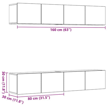 vidaXL Wall Mounted TV cabinets 4 pcs Artisan Oak Engineered Wood