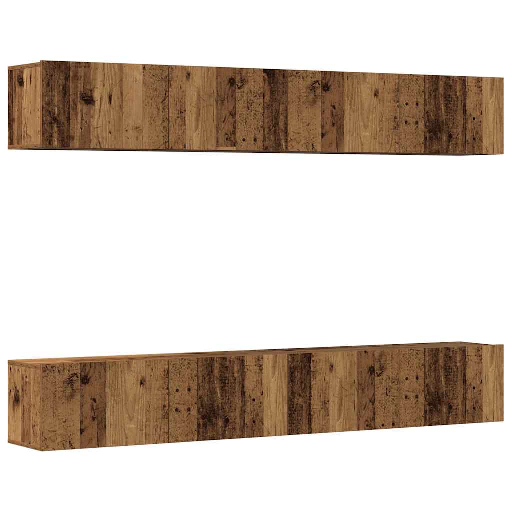 vidaXL 4 Piece Wall-mounted TV Cabinet Set Old Wood 100x30x30 cm