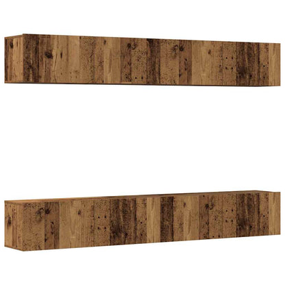 vidaXL 4 Piece Wall-mounted TV Cabinet Set Old Wood 100x30x30 cm