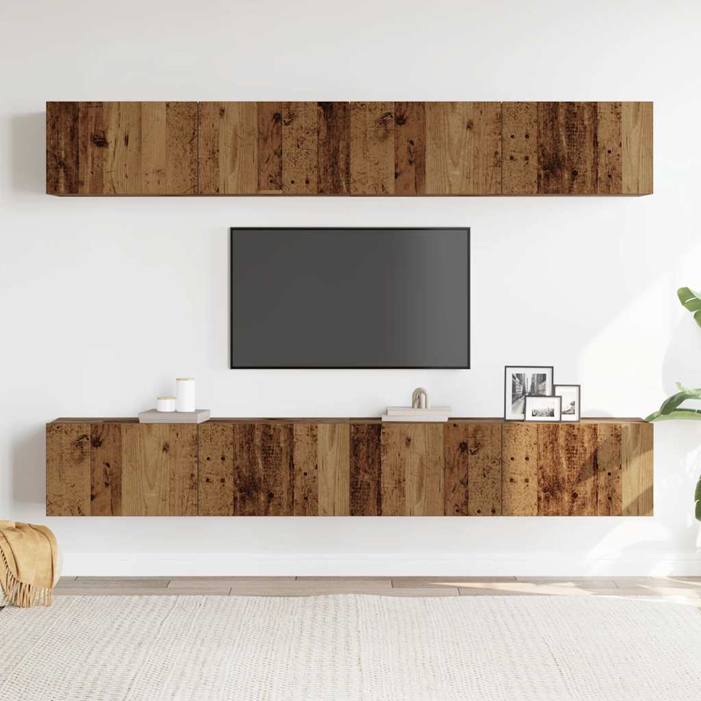 vidaXL Wall Mounted TV Cabinets 4 pcs Old Wood 100x30x30 cm