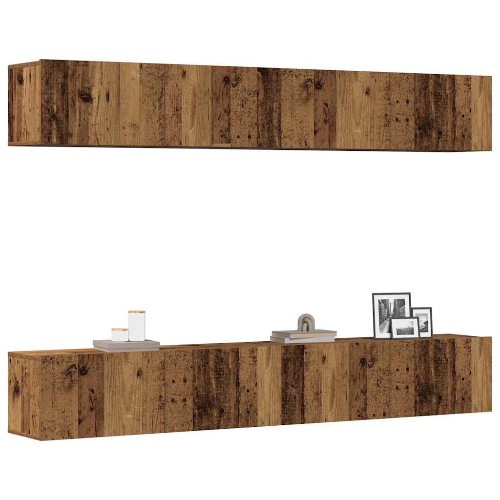 vidaXL Wall Mounted TV Cabinets 4 pcs Old Wood 100x30x30 cm