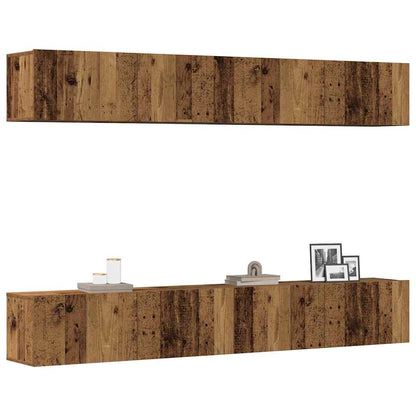 vidaXL Wall Mounted TV Cabinets 4 pcs Old Wood 100x30x30 cm