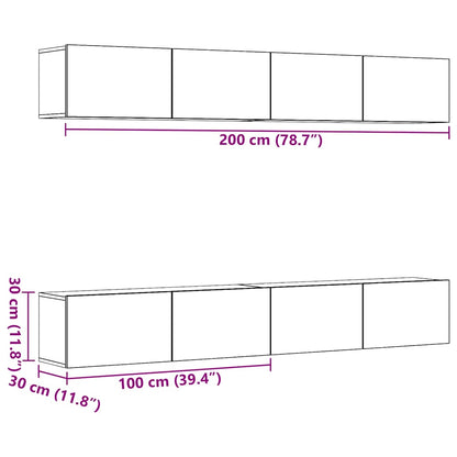 vidaXL Wall Mounted TV Cabinets 4 pcs Artisan Oak 100x30x30 cm