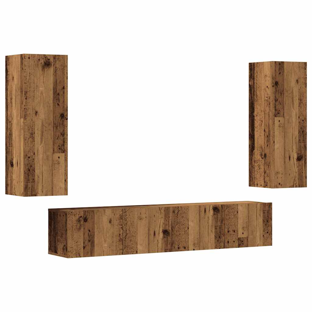 vidaXL Wall Mounted TV cabinets 4 pcs Old Wood Engineered Wood