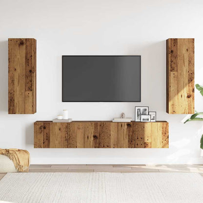 vidaXL 4 Piece Wall-mounted TV Cabinet Set Old Wood Engineered Wood