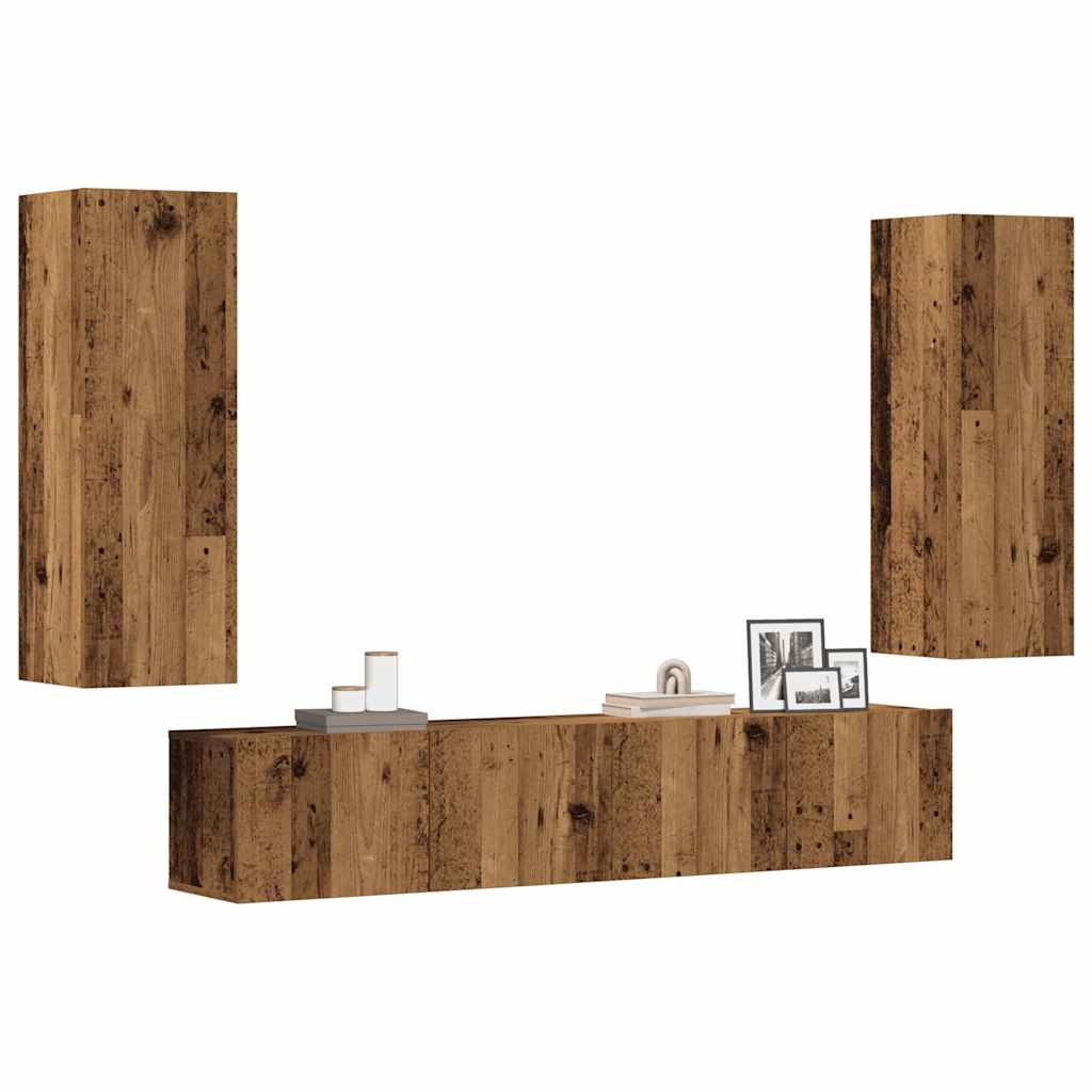 vidaXL Wall Mounted TV cabinets 4 pcs Old Wood Engineered Wood