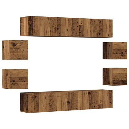 vidaXL 8 Piece Wall-mounted TV Cabinet Set Old Wood Engineered Wood
