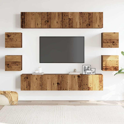 vidaXL 8 Piece Wall-mounted TV Cabinet Set Old Wood Engineered Wood