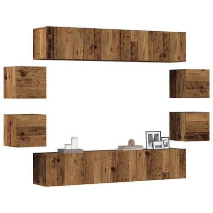 vidaXL 8 Piece Wall-mounted TV Cabinet Set Old Wood Engineered Wood