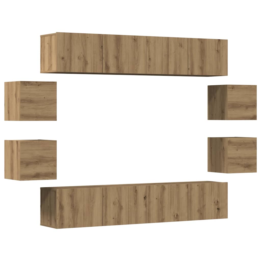 vidaXL 8 Piece Wall-mounted TV Cabinet Set Artisan Oak Engineered Wood