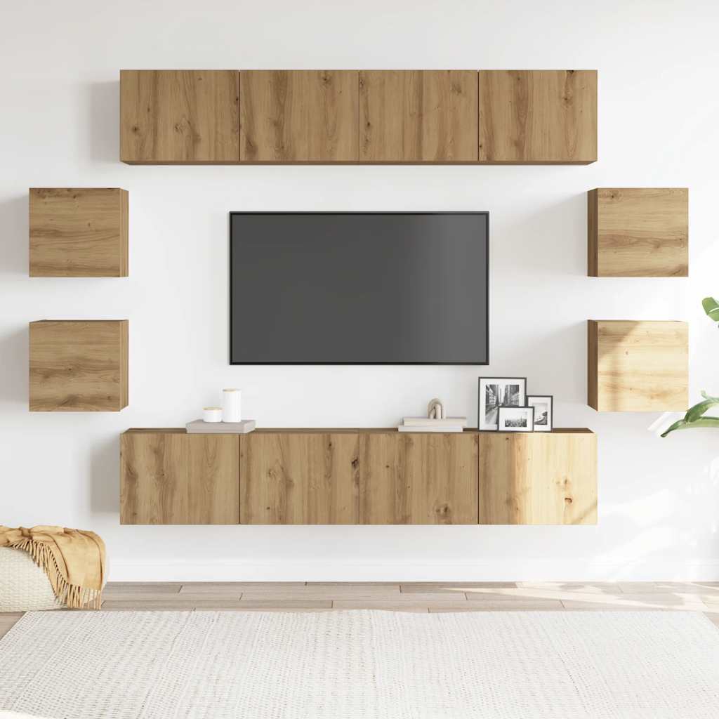 vidaXL 8 Piece Wall-mounted TV Cabinet Set Artisan Oak Engineered Wood