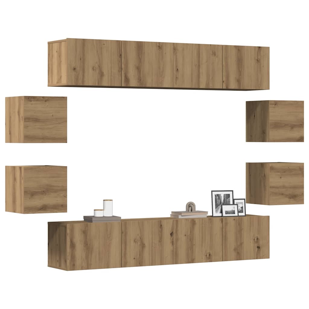 vidaXL 8 Piece Wall-mounted TV Cabinet Set Artisan Oak Engineered Wood